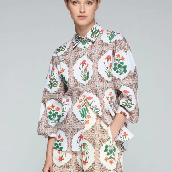 VILAGALLO Vilagallo Γυναικείο Σορτς Βαμβακερό Seersucker με Floral Print Regular Fit