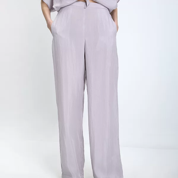 CARACTERE Caractere Γυναικείο Παντελόνι Wide Leg Από Lyocell Λιλά