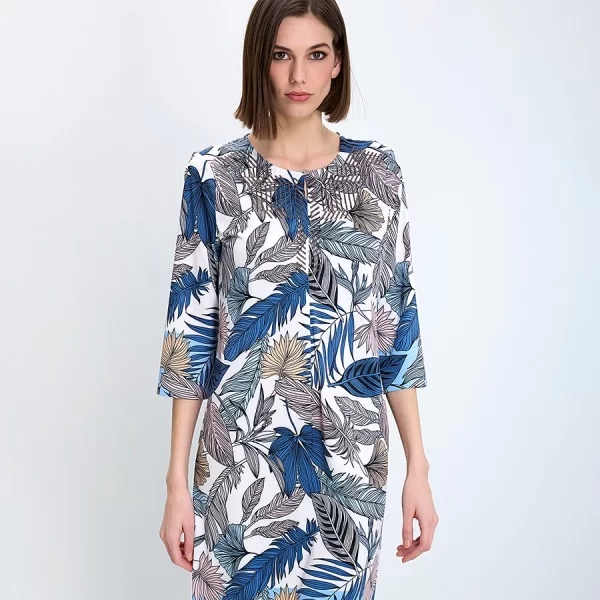 Bianca Bianca Γυναικείο Φόρεμα Regular Fit Με Τροπικό Μοτίβο