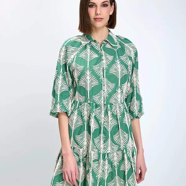 Pennyblack Γυναικείο Σεμιζιέ Regular Fit Βαμβακερό Με Κοντά Μανίκια Και Τροπικό Μοτίβο