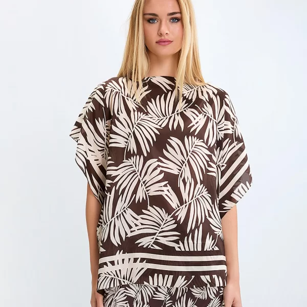 Seventy Venezia Γυναικείο Ριχτό Τοπ με Floral Μοτίβο και Στρογγυλή Λαιμόκοψη