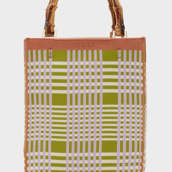 Nali Γυναικεία Τσάντα Χειρός Nicla με Καρό Μοτίβο σε Πράσινο