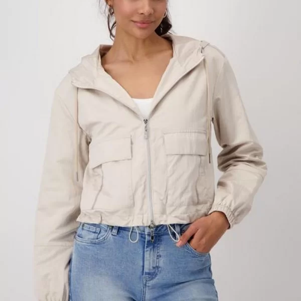Monari Γυναικείο Μπουφάν Regular Fit Με Κουκούλα Μπεζ