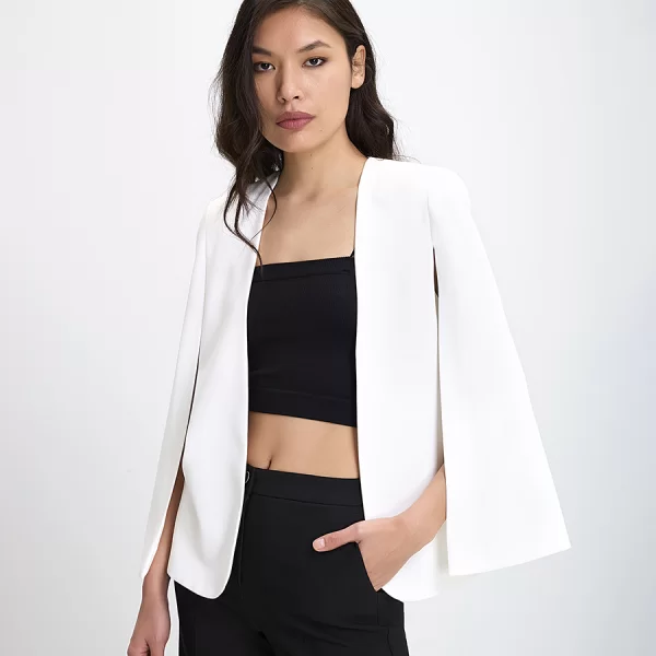Diana D Γυναικείο Σακάκι στυλ Κάπας με Κοψίματα στα Μανίκια Regular Fit σε Λευκό