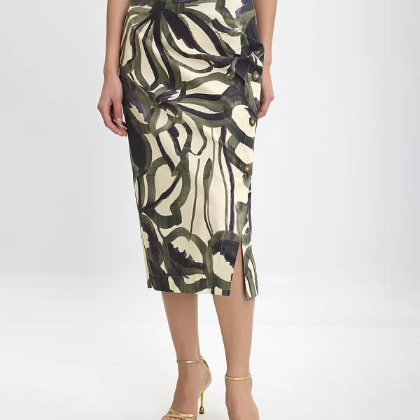 Γυναικεία Midi Φούστα Printed με Πλαϊνό Άνοιγμα Regular Fit