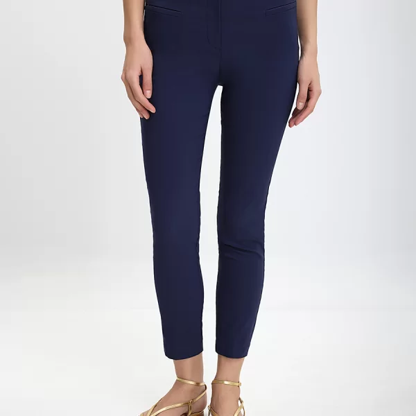 Γυναικείο Παντελόνι με Κλασική Γραμμή Slim Fit σε Σκούρο Μπλε