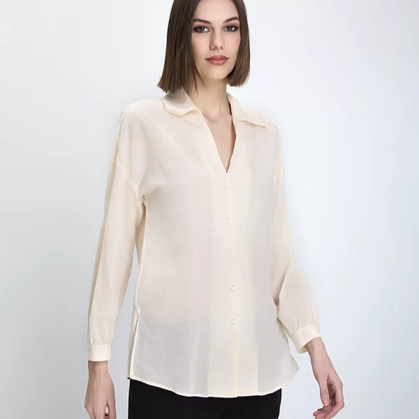 Penny Black Γυναικείο Πουκάμισο Relaxed Fit Βαμβακερό Με Κουμπιά Εκρού