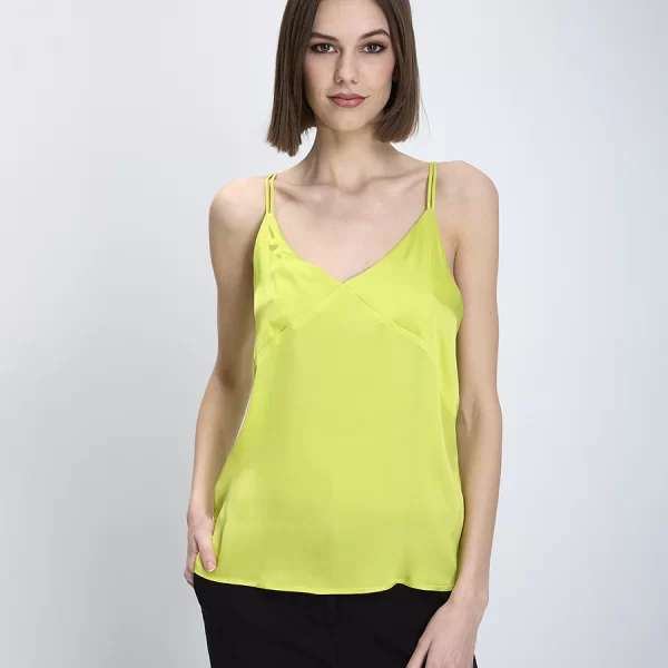 CARACTERE Caractere Γυναικείο Τοπ Αμάνικο Acetate-Silk Με Λεπτές Τιράντες Λάιμ