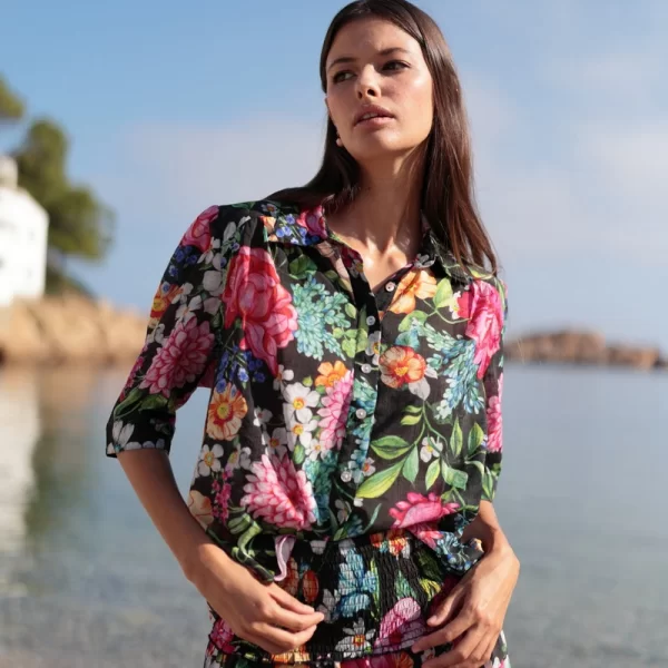 LUNA LLENA Luna Llena Γυναικείο Πουκάμισο με Φλοράλ Σχέδιο Regular Fit Πολύχρωμο