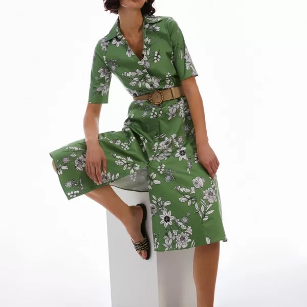 Penny Black PennyBlack Φόρεμα Σεμιζιέ Cotton Satin σε Πράσινο Εμπριμέ