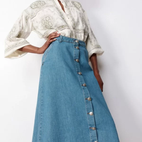 Stella Forest Denim midi skirt