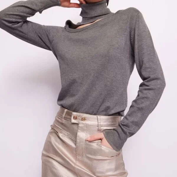 Gaudi Gaudi Γυναικείο Πουλόβερ με Ζιβάγκο σε Γκρι