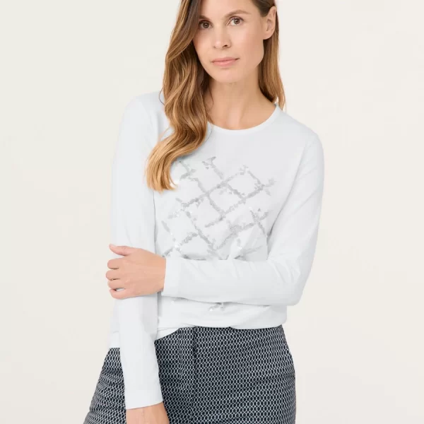 GERRY WEBER Gerry Weber Γυναικεία Μακρυμάνικη Μπλούζα με Στρασάκια και Στρογγυλή Λαιμόκοψη