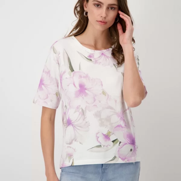 Monari Monari Printed T-Shirt σε Ροζ Εμπριμέ