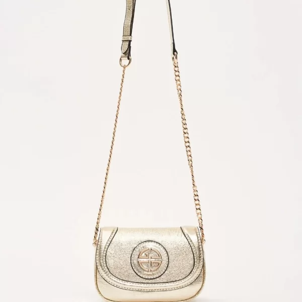 Gaudi Γυναικεία Crossbody Τσάντα Με Μεταλλικό Logo Και Λουράκι Με Αλυσίδα