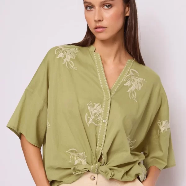 Gaudi Gaudi Γυναικείο Πουκάμισο Με Κέντημα Και Mandarin Γιακά