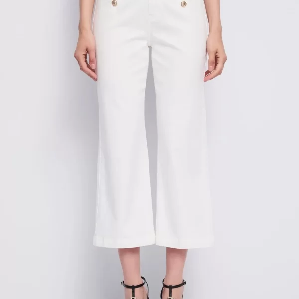 Gaudi Γυναικείο Παντελόνι Βαμβακερό Twill Με Χρυσά Κουμπιά Και Ψηλή Μέση