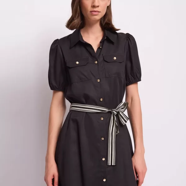 Gaudi Γυναικείο Mini Φόρεμα Σεμιζιέ Με Ζώνη Και Χρυσά Κουμπιά