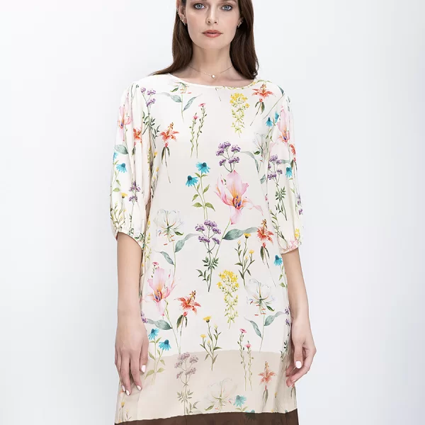 Laura Donini Γυναικείο Φόρεμα Mini Floral Με Balloon Μανίκια