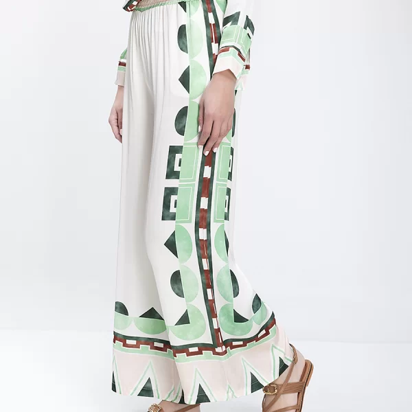 ANONYME Anonyme Γυναικείο Παντελόνι Με Γεωμετρικό Print Και Ελαστική Μέση