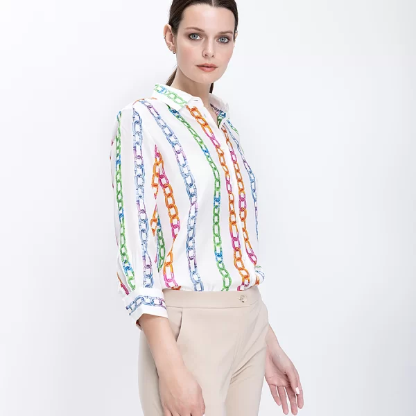 VILAGALLO Vilagallo Γυναικείο Πουκάμισο Με Chain Print Και Κομψή Λαιμόκοψη
