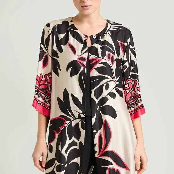 Luisa Viola Luisa Viola Γυναικείο Ελαφρύ Πανωφόρι Εμπριμέ Με Σατέν Υφή