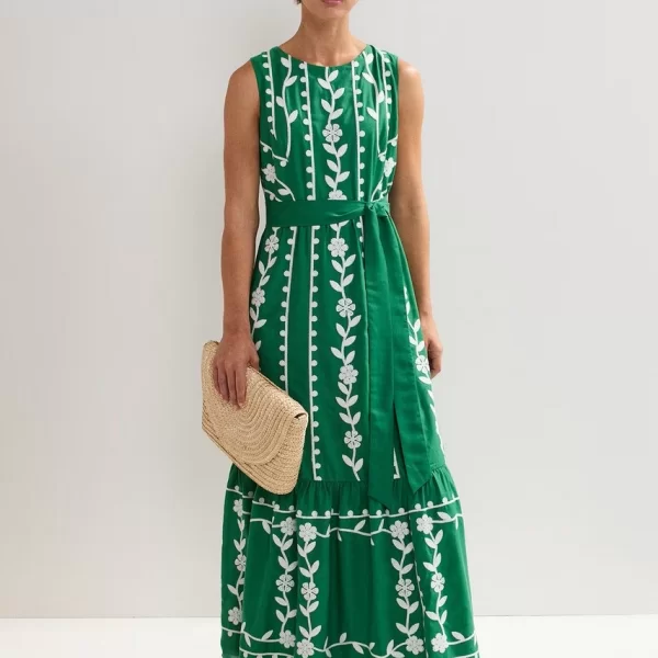 Phase Eight Phase Eight Petite Γυναικείο Φόρεμα με Λουλουδάτο Μοτίβο και Ασύμμετρο Τελείωμα Regular Fit σε Πράσινο