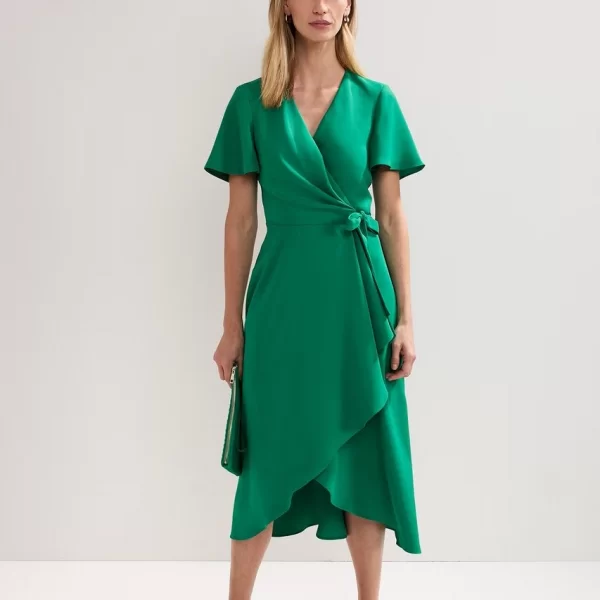 Phase Eight Phase Eight Γυναικείο Φόρεμα με Κρουαζέ Κλείσιμο και Ασύμμετρο Τελείωμα σε Πράσινο