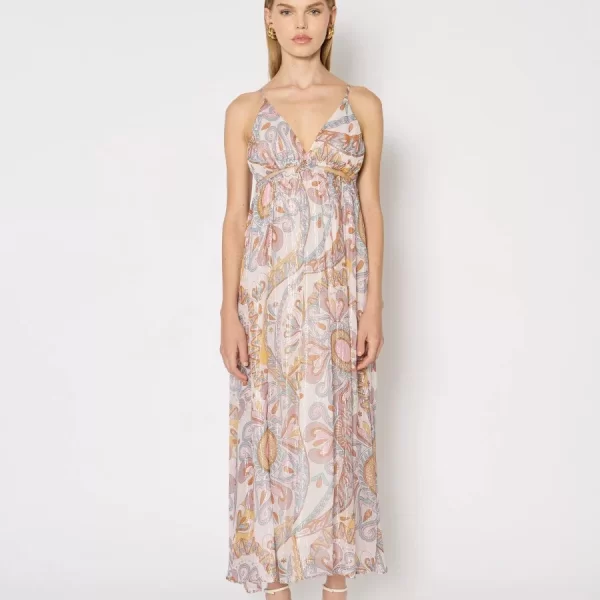 BERENICE Berenice Γυναικείο Φόρεμα Μακρύ με Ανοιχτή Πλάτη και Καλοκαιρινό Μοτίβο Regular Fit