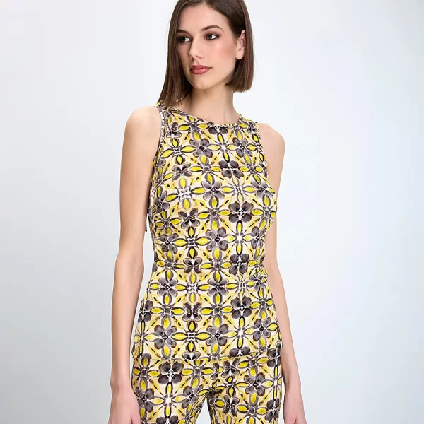 MALIPARMI Maliparmi Γυναικείο Αμάνικο Τοπ Slim Fit Με Γεωμετρικό Μοτίβο