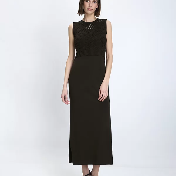 CARACTERE Caractere Γυναικείο Φόρεμα Slim Fit Με Πλεκτό Μπούστο Και Σκίσιμο