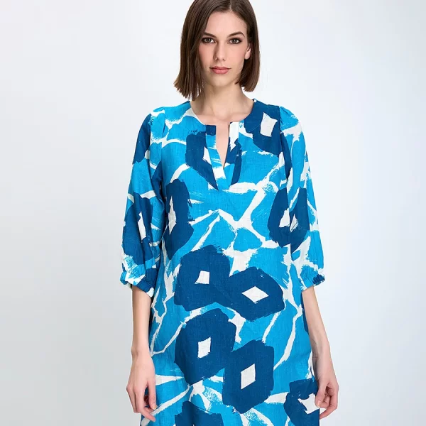 LA FEE MARABOUTEE La Fee Maraboutee Γυναικείο Φόρεμα Regular Fit Λινό Με Μοντέρνο Print Και Στρογγυλή Λαιμόκοψη