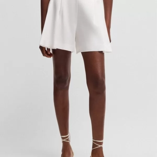 Boss Boss Γυναικείο Σορτς με Πιέτες και Ψηλή Μέση Relaxed Fit σε Λευκό