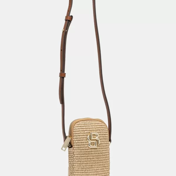 Boss Boss Γυναικεία Θήκη Κινητού με Ψάθα και Ρυθμιζόμενο Λουράκι σε Μπεζ