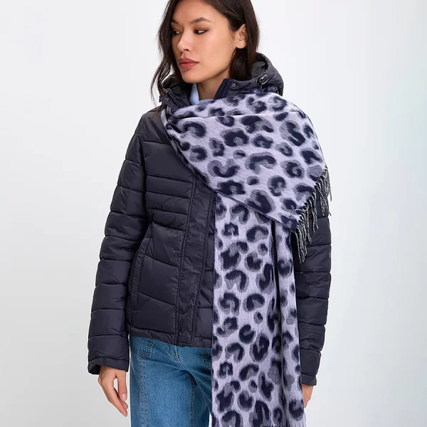 Clarina Γυναικείο Κασκόλ με Animal Print και Κρόσσια