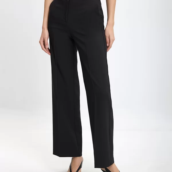 Γυναικείο Παντελόνι με Ίσια Γραμμή και Minimal Αισθητική Regular Fit σε Μαύρο