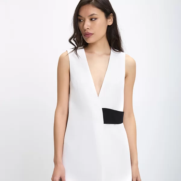 Diana D Γυναικείο Σακάκι Αμάνικο με Βαθύ Ντεκολτέ Regular Fit σε Λευκό