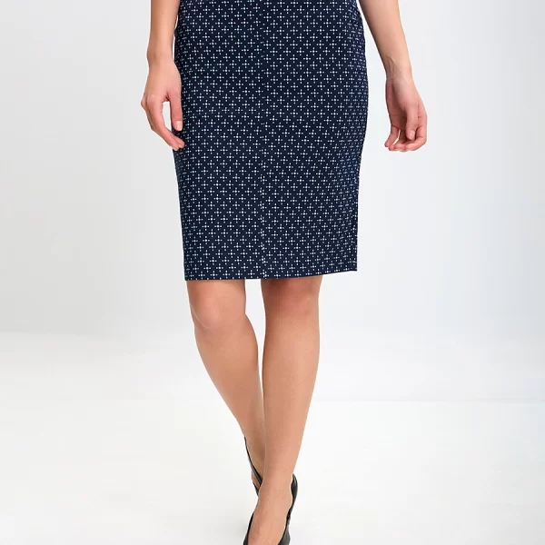 Laura Donini Γυναικεία Ψηλόμεση Φούστα Pencil με Μικρομοτίβο σε Μπλε