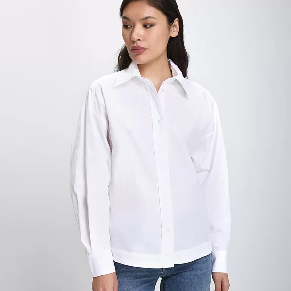 CARACTERE Caractere Γυναικείο Πουκάμισο Βαμβακερό Oversized Fit σε Λευκό