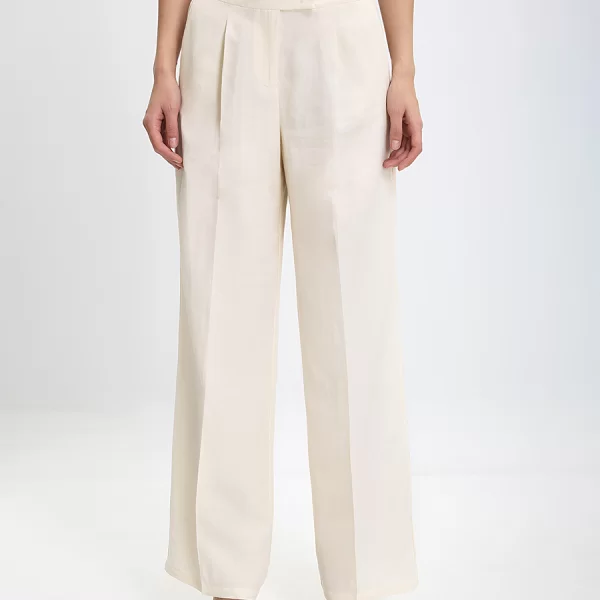 Penny Black Penny Black Γυναικείο Παντελόνι Λινό Wide Leg με Πιέτες σε Ιβουάρ