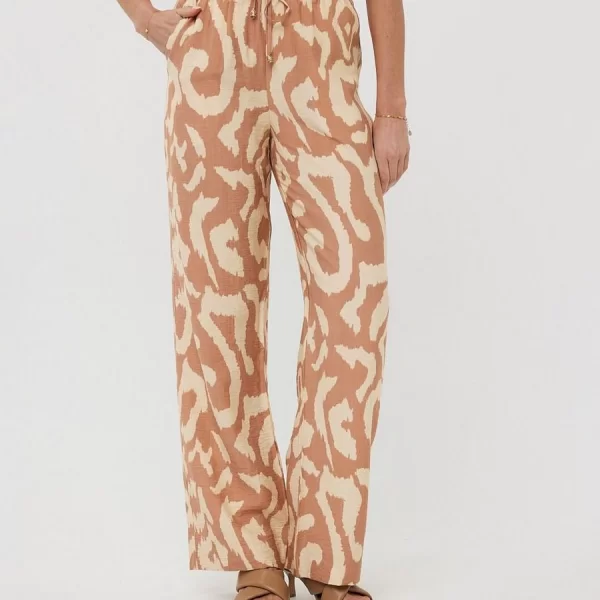 EsQualo EsQualo Γυναικείο Παντελόνι Rayon με Χρυσές Λεπτομέρειες Solar Swing Regular Fit