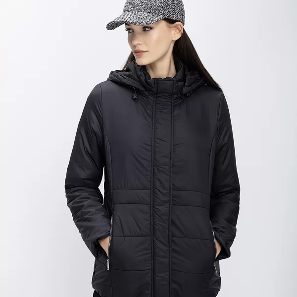 Clarina Γυναικείο Καπιτονέ Μπουφάν Με Κουκούλα