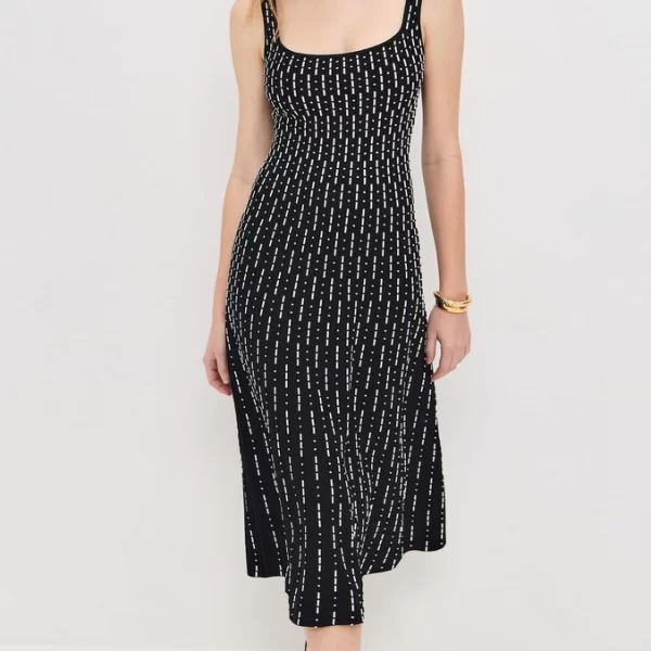 Staud Γυναικείο Midi Φόρεμα Ellison Textured Knit Regular Fit