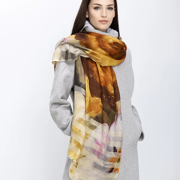 Γυναικεία Πασμίνα Μάλλινη Με Abstract Μοτίβο Και Lurex Λεπτομέρειες