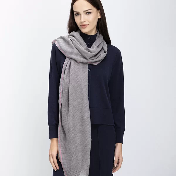 Donna Vita Γυναικείο Φουλάρι Με Σχέδιο Ψαροκόκαλο Και Contrast Τελείωμα