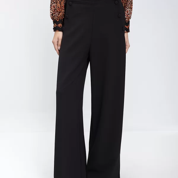 MALIPARMI Maliparmi Γυναικείο Παντελόνι Wide Leg Με Διακοσμητικά Κουμπιά