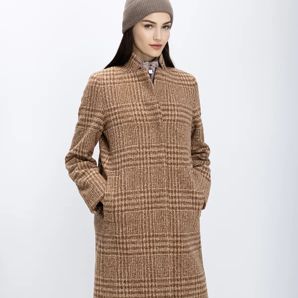 CINZIA ROCCA Cinzia Rocca Γυναικείο Παλτό Καρό Με Όρθιο Γιακά