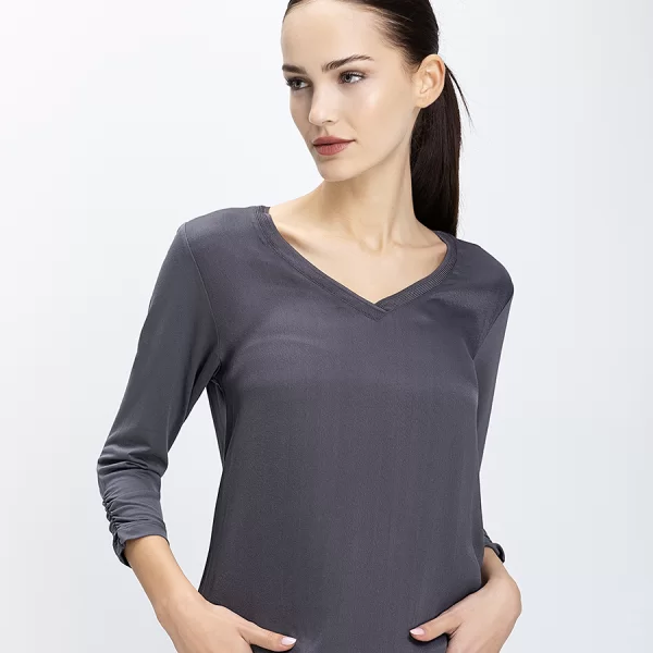 Bianca Γυναικεία Μπλούζα Με V Λαιμόκοψη Και Σούρα Στα Μανίκια