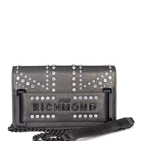 John Richmond John Richmond Γυναικεία Τσάντα Ώμου Με Strass Logo Και Μεταλλική Αλυσίδα
