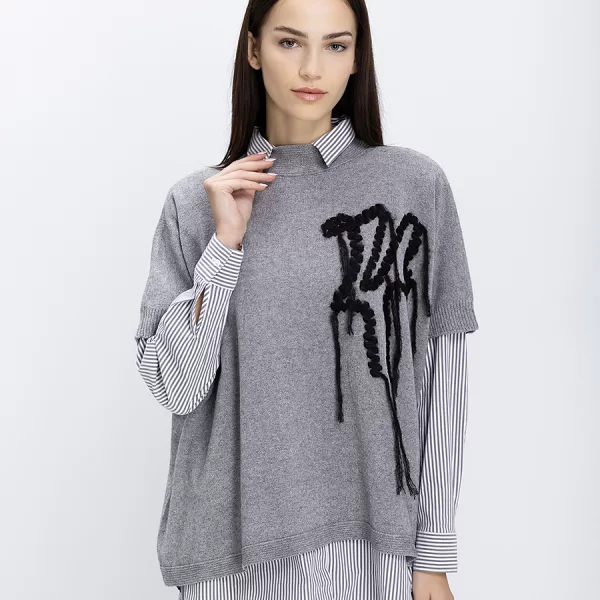 Donna Vita Γυναικείο Πλεκτό Με Layered Εφέ Και Διακοσμητική Πλέξη